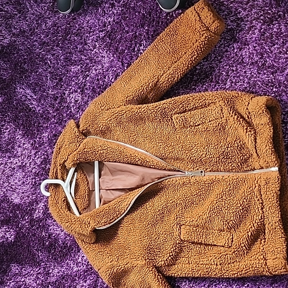 Anthropologie XS brown teddy coat